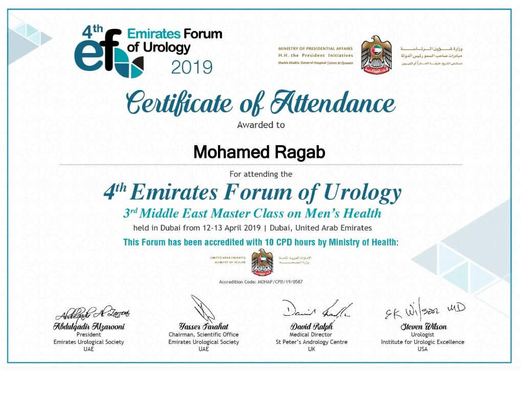EFU2019 Certificate of Attendance